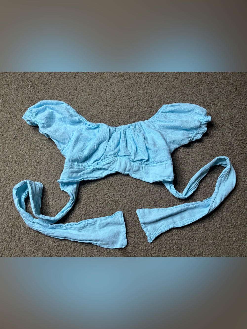 surf style Sky Blue Off-Shoulder Tie-Back Crop Top
